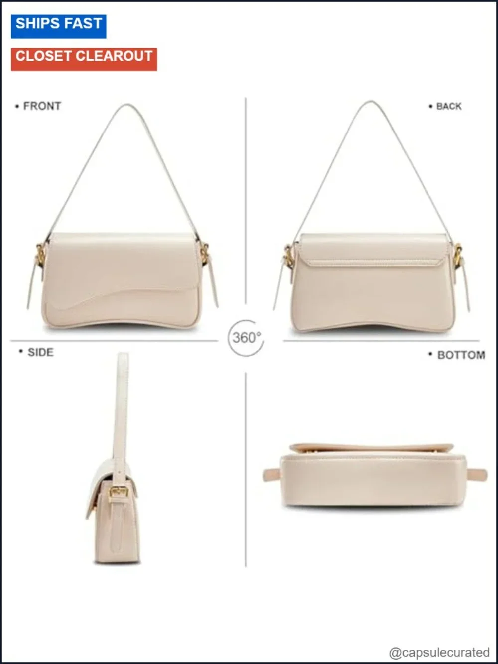 PU Leather Hobo Handbag with 2 Straps, Designer Style Shoulder Bag
